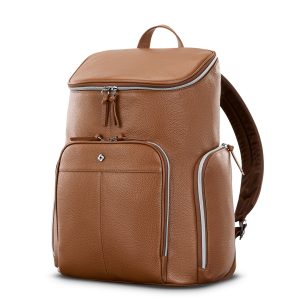 Mobile Solution 2 Leather Deluxe Backpack Cognac